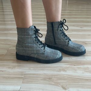 Houndstooth Combat Boots